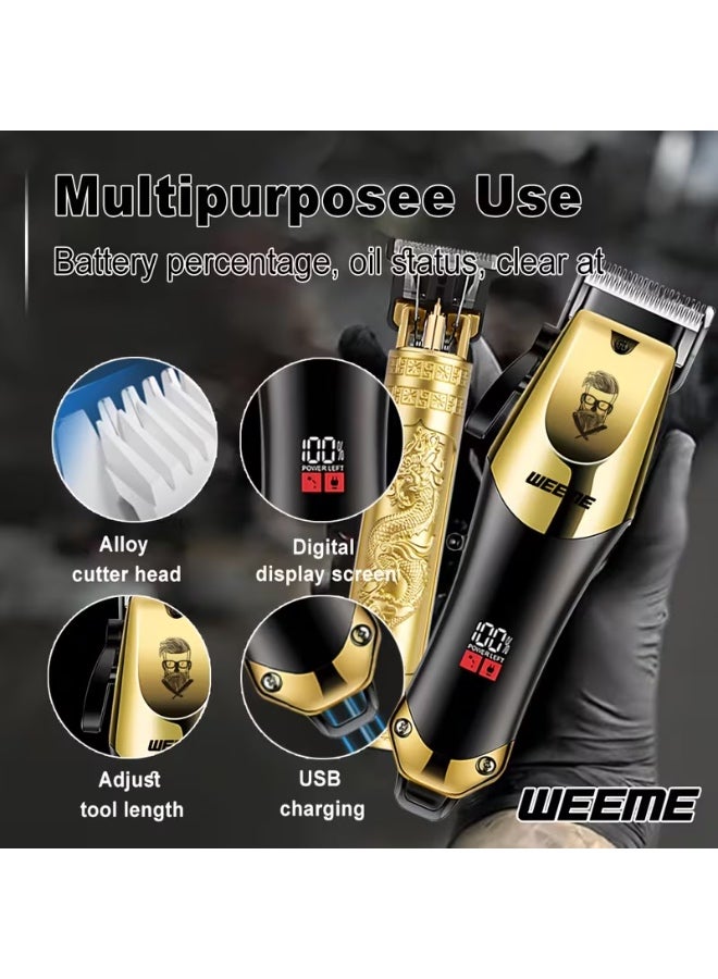 طقم ماكينة حلاقة كهربائية للرجال 3 قطع، قابلة لإعادة الشحن عبر USB مع شاشة LCD - Image 5